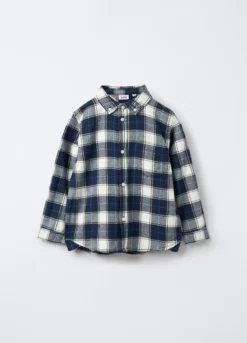 Camicia in flanella di puro cotone con colletto botton down Fit Regular bambino