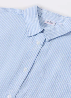 Camicia misto lino a righe ragazza
