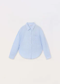 Camicia misto lino a righe ragazza