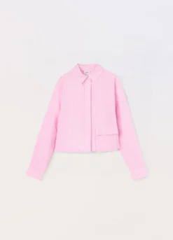 Camicia misto lino a righe ragazza