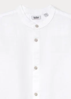 Camicia regular fit con colletto alla coreana misto lino bambino