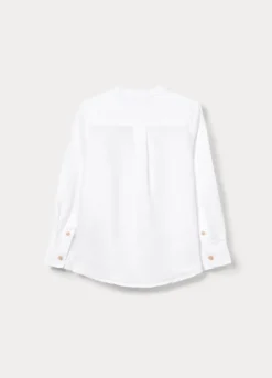Camicia regular fit con colletto alla coreana misto lino bambino