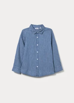 Camicia regular fit in puro cotone chambray bambino