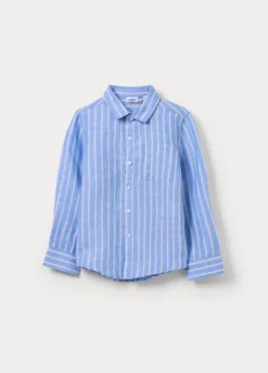 Camicia regular fit misto lino bambino