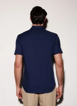 Camicia a manica corta in misto cotone uomo