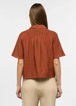 Camicia a maniche corte con colletto classico in misto viscosa donna