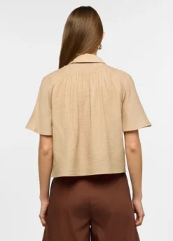 Camicia a maniche corte con colletto classico in misto viscosa donna
