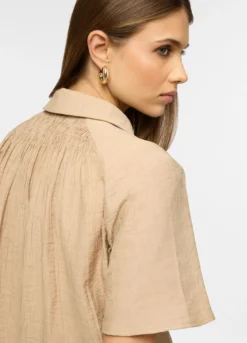 Camicia a maniche corte con colletto classico in misto viscosa donna