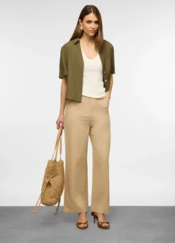 Camicia a maniche corte con colletto classico in misto viscosa donna