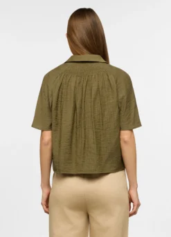 Camicia a maniche corte con colletto classico in misto viscosa donna