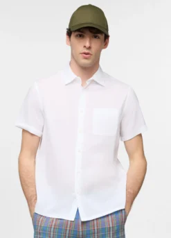 Camicia a maniche corte con collo classico in cotone uomo