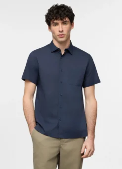 Camicia a maniche corte con collo classico in cotone uomo