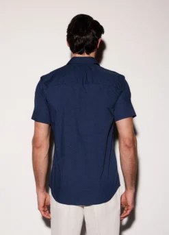 Camicia a maniche corte con micromotivo uomo