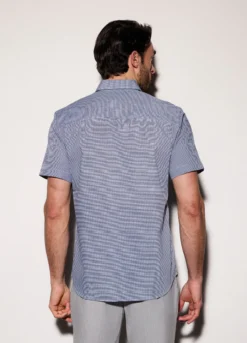 Camicia a maniche corte con micromotivo uomo