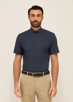 Camicia a maniche corte con micro-motivo uomo