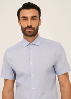 Camicia a maniche corte con micro-motivo uomo