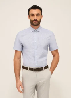 Camicia a maniche corte con micro-motivo uomo