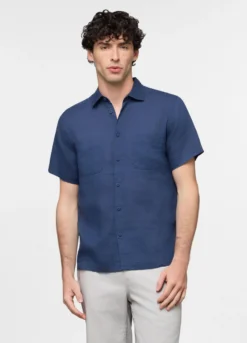 Camicia a maniche corte in lino uomo