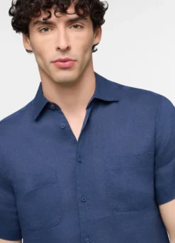 Camicia a maniche corte in lino uomo