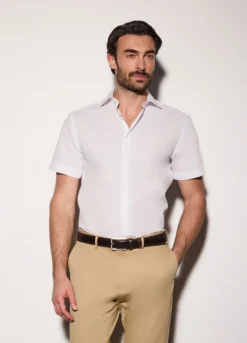 Camicia a maniche corte in misto cotone uomo