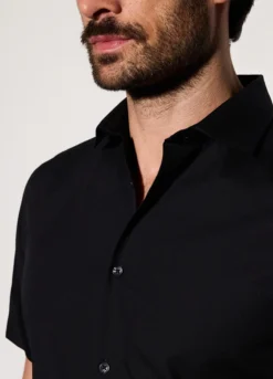 Camicia a maniche corte in misto cotone uomo