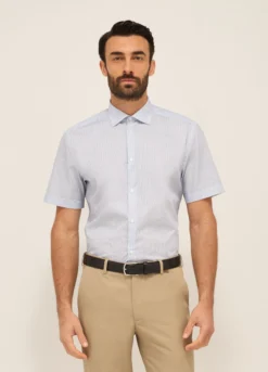 Camicia a maniche corte in misto cotone uomo