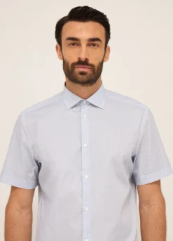 Camicia a maniche corte in misto cotone uomo