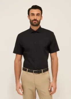 Camicia a maniche corte in misto cotone uomo