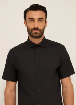 Camicia a maniche corte in misto cotone uomo