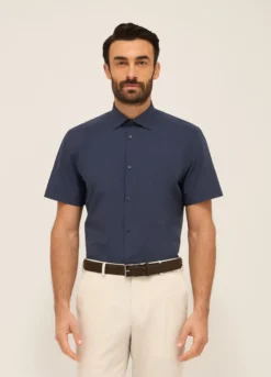 Camicia a maniche corte in misto cotone uomo