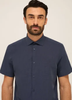 Camicia a maniche corte in misto cotone uomo