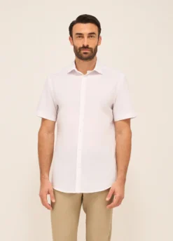 Camicia a maniche corte in misto cotone uomo