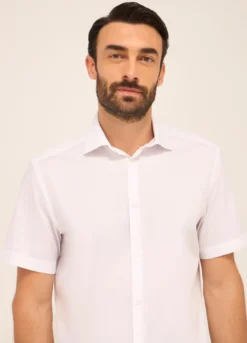 Camicia a maniche corte in misto cotone uomo