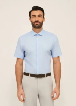 Camicia a maniche corte in misto cotone uomo