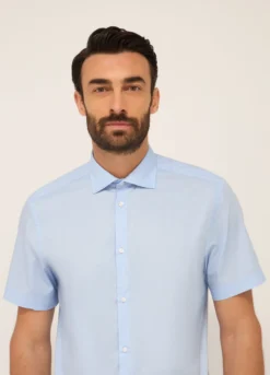 Camicia a maniche corte in misto cotone uomo