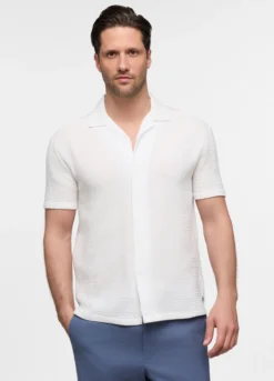 Camicia a maniche corte in seersucker di cotone uomo