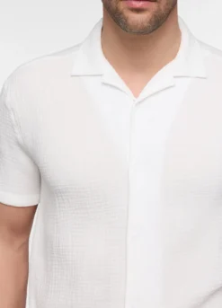 Camicia a maniche corte in seersucker di cotone uomo