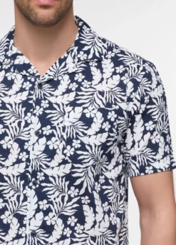 Camicia a maniche corte in seersucker stampato uomo