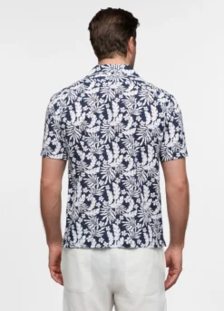 Camicia a maniche corte in seersucker stampato uomo