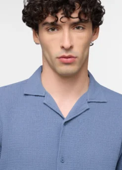 Camicia a maniche corte in seersucker di cotone uomo
