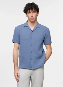 Camicia a maniche corte in seersucker di cotone uomo