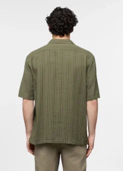Camicia bowling a maniche corte in cotone e lino uomo