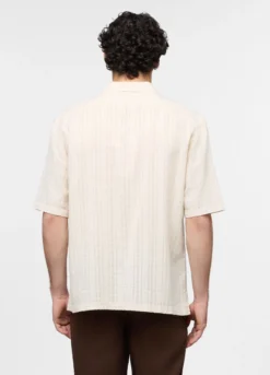 Camicia bowling a maniche corte in cotone e lino uomo