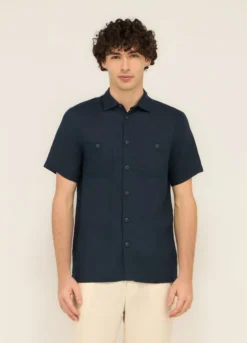 Camicia bowling in puro lino uomo