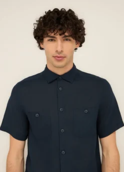 Camicia bowling in puro lino uomo