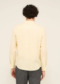 Camicia colletto coreano in puro lino uomo
