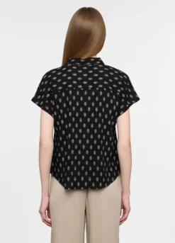 Camicia con colletto classico fit over in misto lino donna