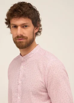 Camicia con collo alla coreana in cotone a fiore