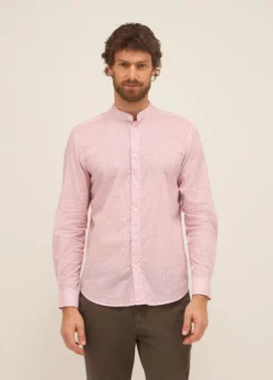 Camicia con collo alla coreana in cotone a fiore