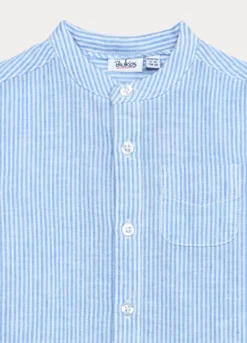 Camicia con collo coreano misto lino bimbo